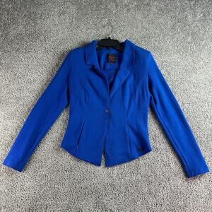 Aventures Des Toiles Jacket Womens 38 Blue Cotton Blend Single Button Blazer